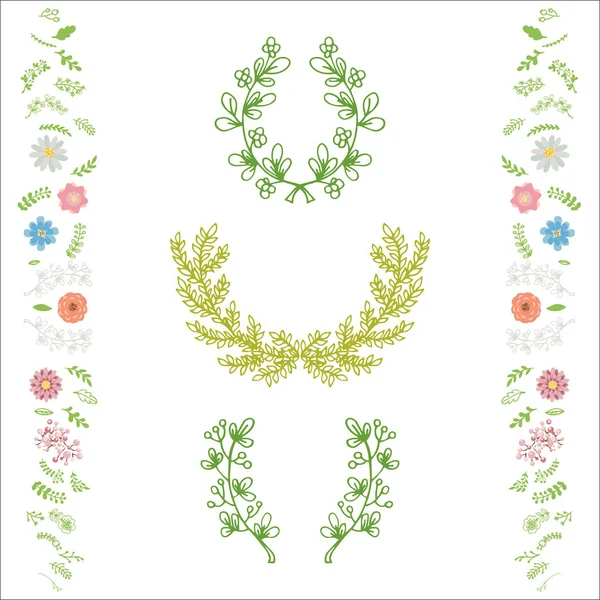 Corona floral decoración vector . — Vector de stock