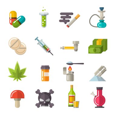 Uyuşturucu Icons set vektör.