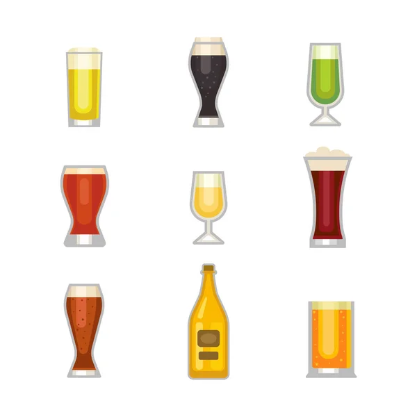 Bier vector Glazenset. — Stockvector