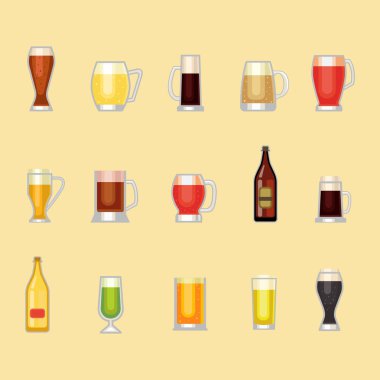 Bira bardağı vektör seti.