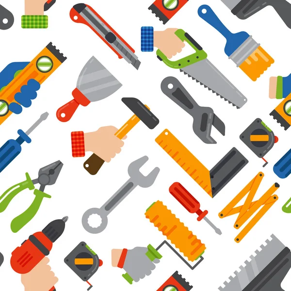 Home construction tools seamless pattern vector. - Stok Vektor