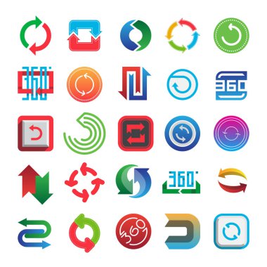 Döndürme ve 360 web simgeler kümesi vektör.