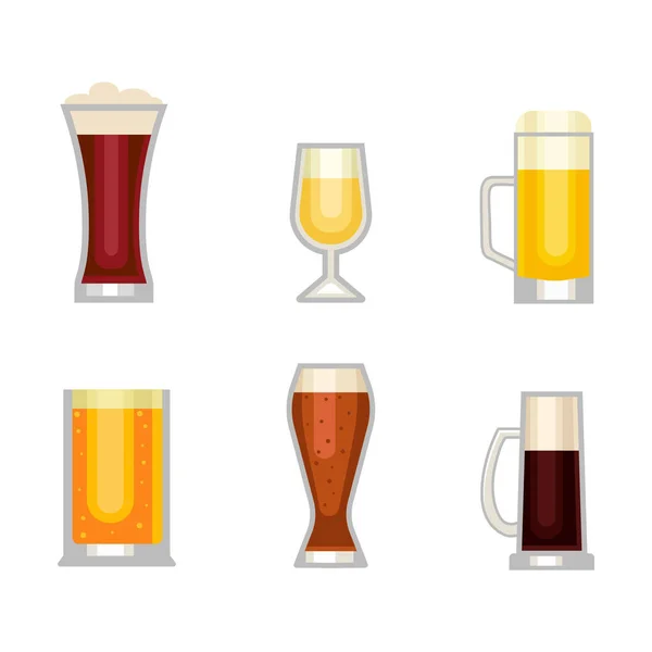 Set vettore bicchiere di birra . — Vettoriale Stock