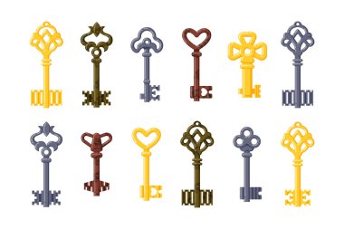 Vintage anahtar vektör izole simgesi.