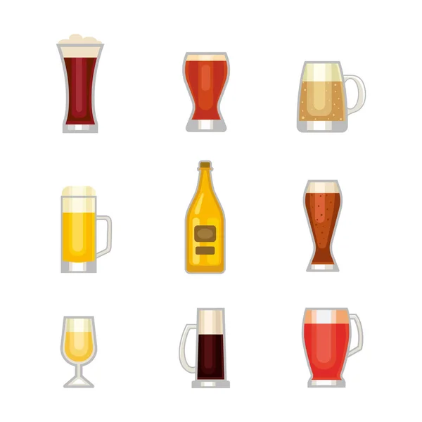 Conjunto de vetores de vidro de cerveja . — Vetor de Stock