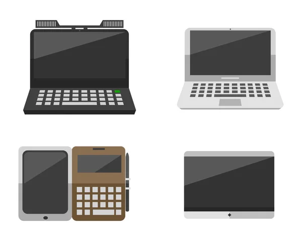 Computadora portátil red y tableta tecnología vector ilustración . — Vector de stock