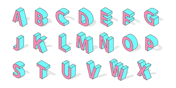 Isometric alphabet font isolated vector. — Stock Vector