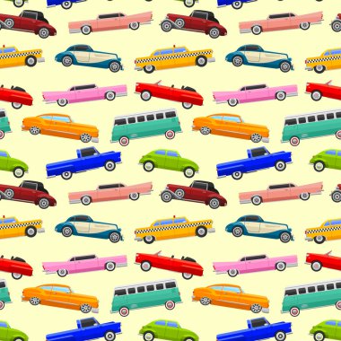 Limuzinler ile renkli seamless modeli.