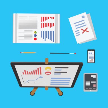 Vektör iş yerinde Üstten Görünüm.