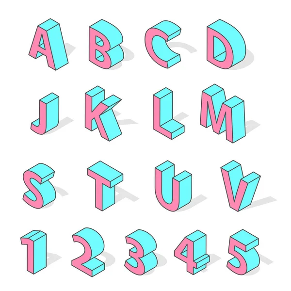 Isometric alphabet font isolated vector. — Stock Vector