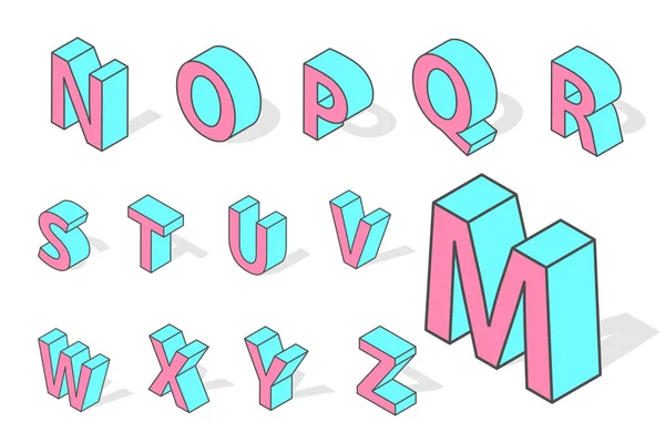 Polices alphabet isométrique vecteur isolé . — Image vectorielle