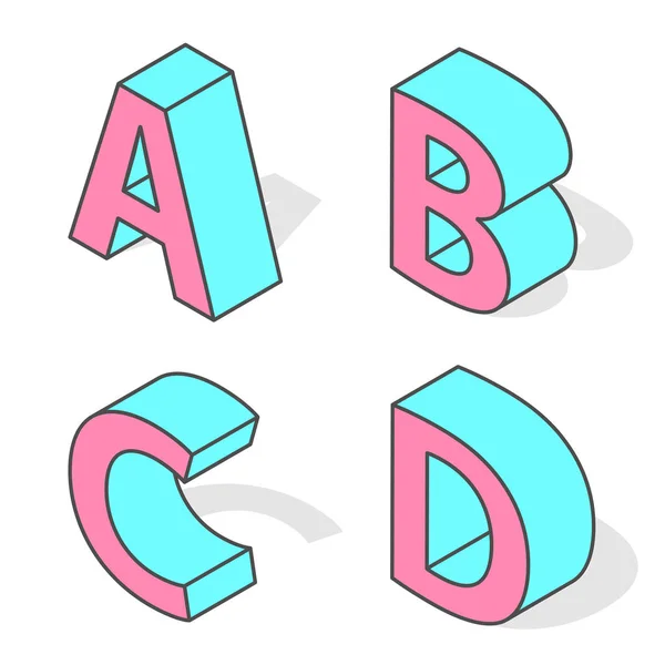 Fonte alphabet isométrique isolée . — Image vectorielle