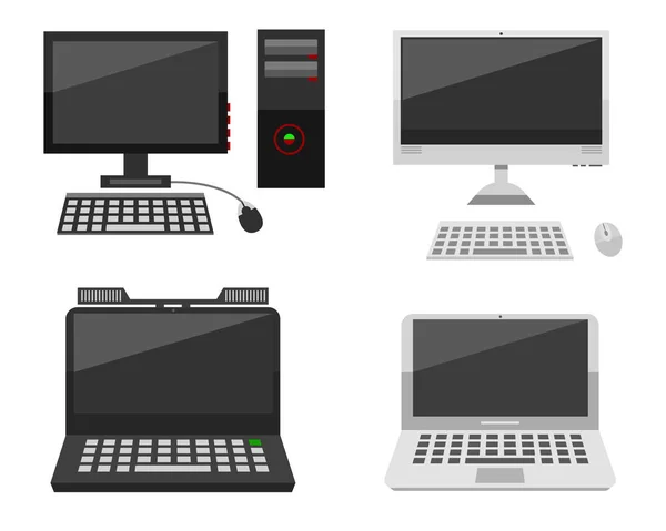 Számítógép laptop hálózati és asztali technológia vektoros illusztráció. — Stock Vector