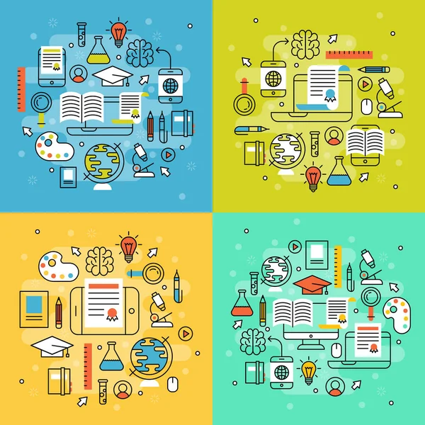 Web online eğitim anahat vektör çizim.