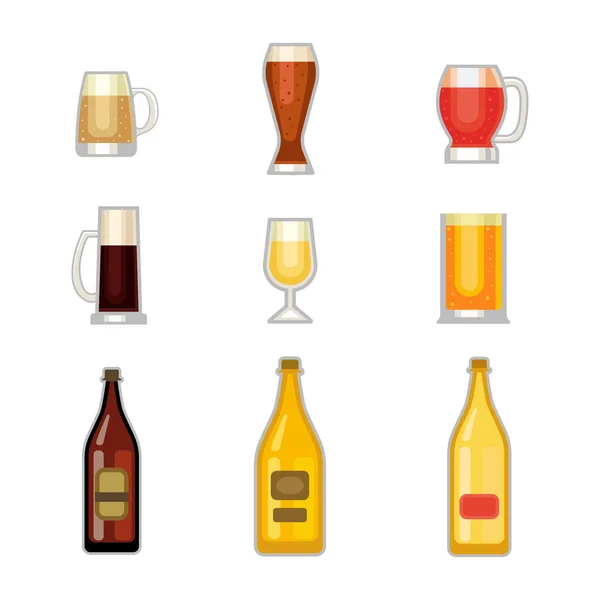 Conjunto de vetores de vidro de cerveja . —  Vetores de Stock