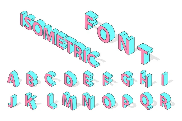 Isometric alphabet font isolated. — Stock Vector