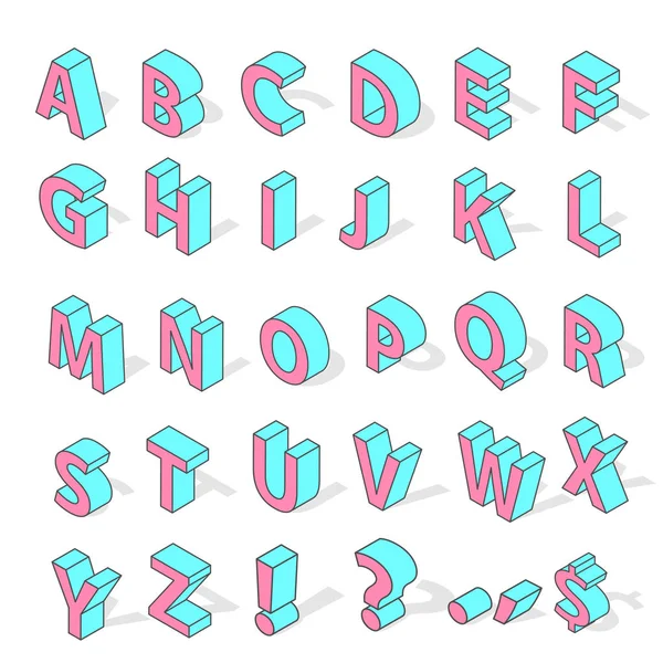 Isometric alphabet font isolated vector. — Stock Vector