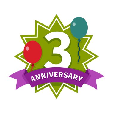 Mutlu üçüncü doğum günü rozet vektör simgesi.