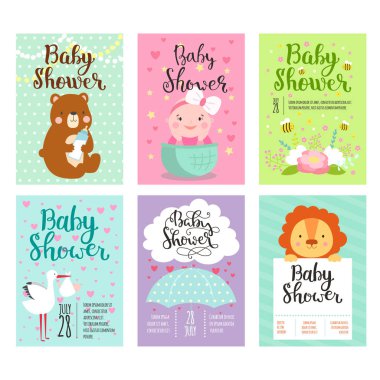 Bebek duş davetiye vektör.