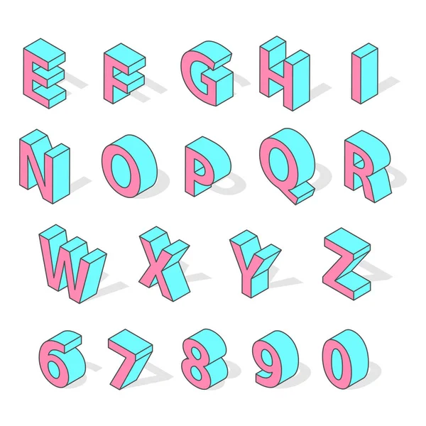 Isometric alphabet font isolated vector. — Stock Vector