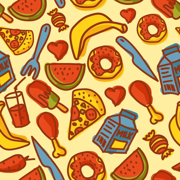 Hand made food seamless pattern vector. — Stock Vector