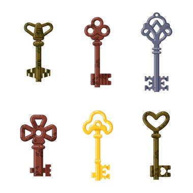 Vintage anahtar vektör izole simgesi.