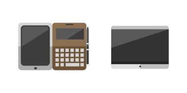 Bilgisayar vektör taşınabilir tablet ve defter ebook çizim.