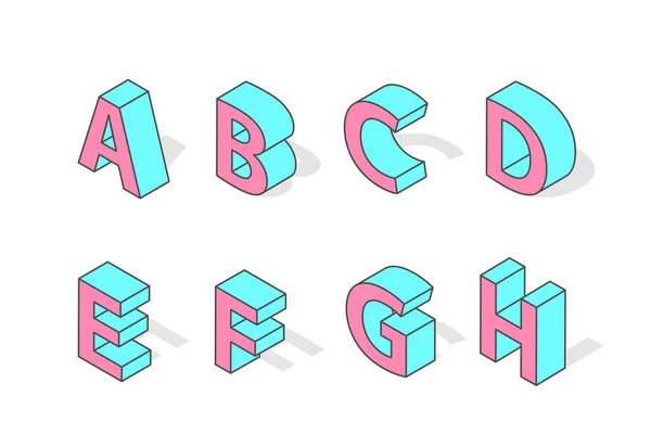 Isometric alphabet font isolated vector. — Stock Vector