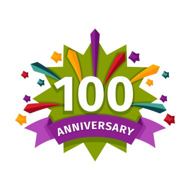 Mutlu yüzüncü doğum günü rozet vektör simgesi.