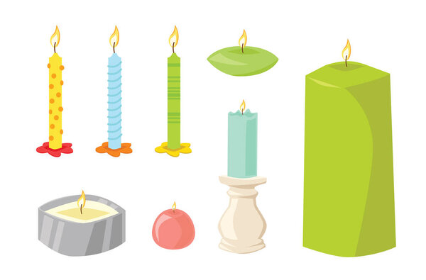 Vector candle with fire.