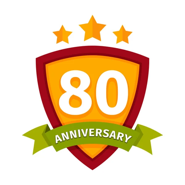Joyeux quatre-vingtième anniversaire icône vectorielle badge . — Image vectorielle