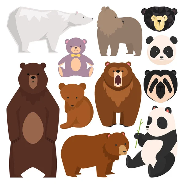Different style bears vector illustration. Stock Vector