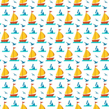 Dikişsiz desen deniz öğeleri vektör