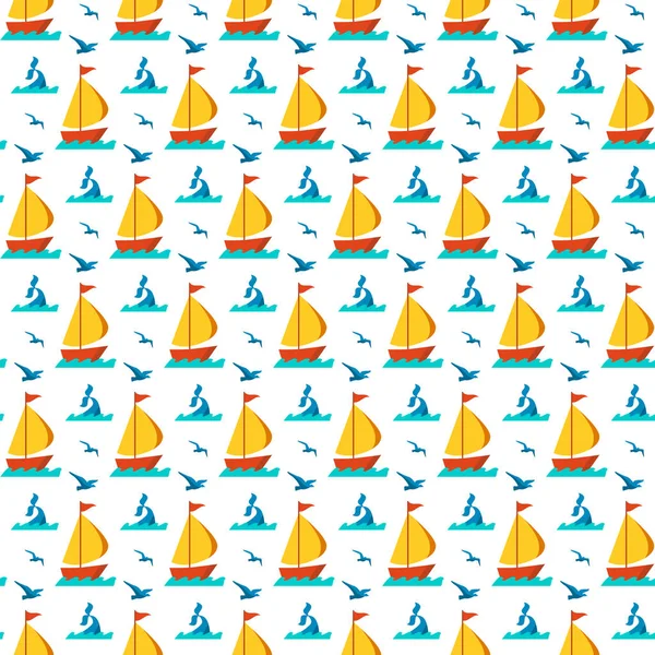 Seamless patterns nautical elements vector — Stock Vector