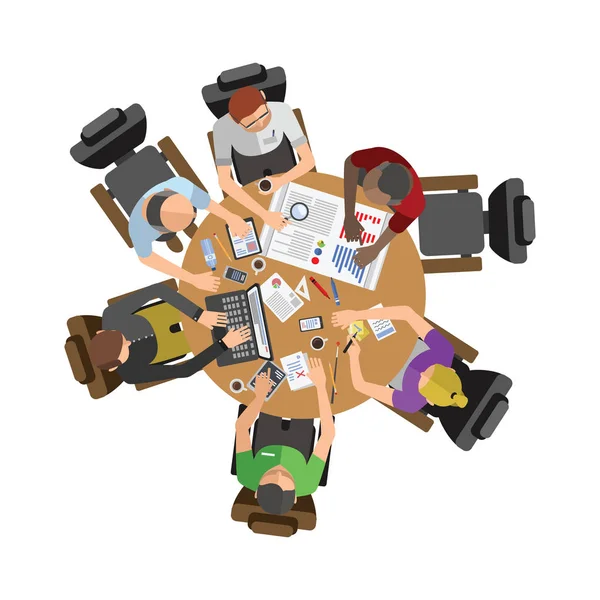 Des hommes d'affaires assis sur la table illustration vectorielle — Image vectorielle