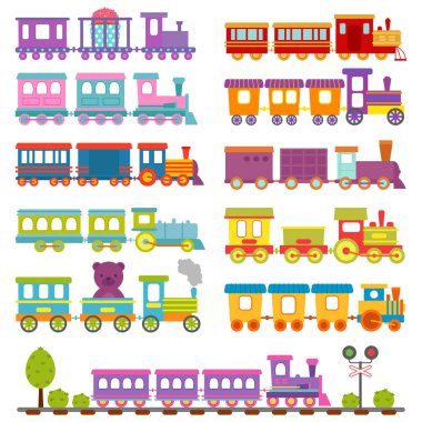Oyuncak tren farklı karikatür vektör çizim.