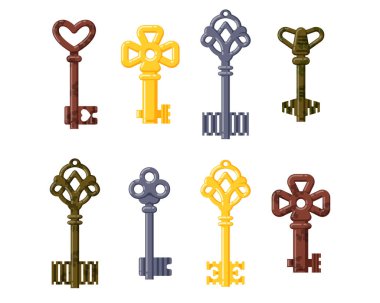 Vintage anahtar vektör izole simgesi.