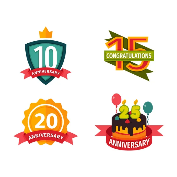Buon compleanno badge icone vettoriali — Vettoriale Stock