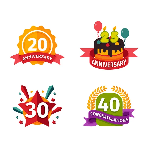 Feliz cumpleaños insignias vector iconos — Vector de stock