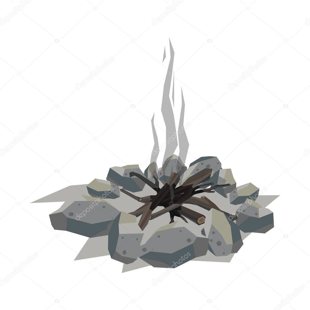 Bonfires extinguished the fire, smoke isolated vector illustration.