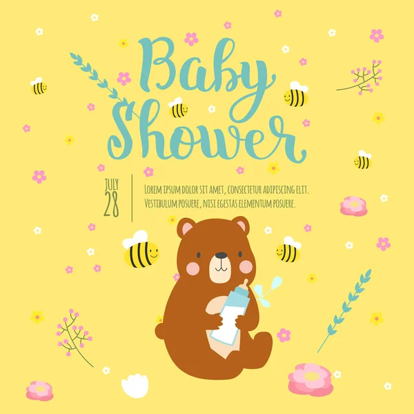 Bebek duş davetiye vektör. — Stok Vektör