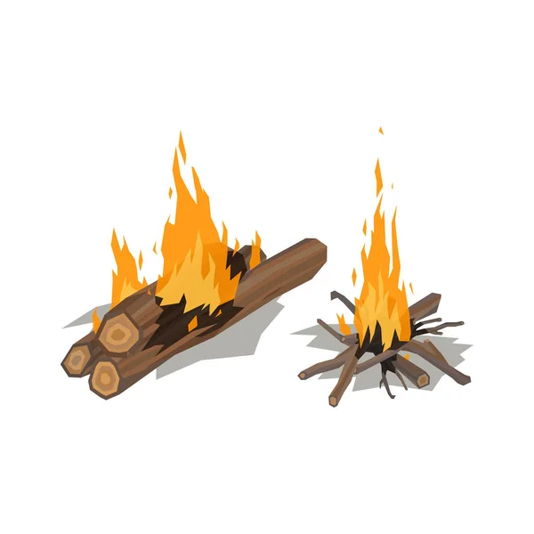 Bonfires ізольовані Векторні ілюстрації . — стоковий вектор
