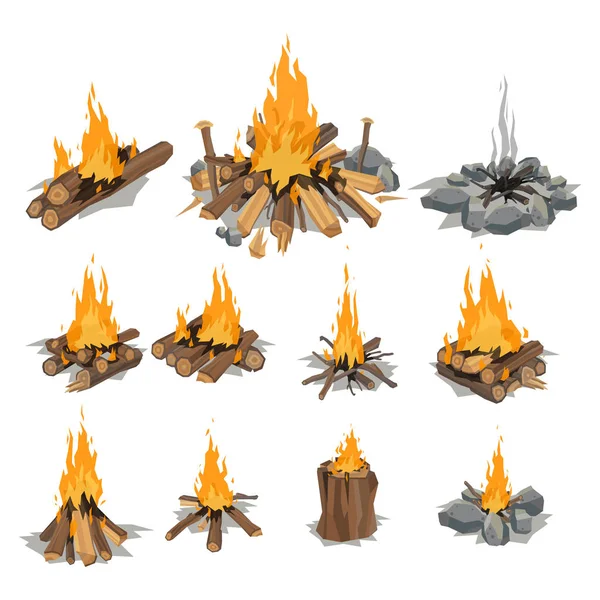 Bonfires isolated vector illustration. — Stock Vector