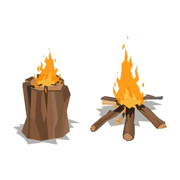 Bonfires ізольовані Векторні ілюстрації . — стоковий вектор