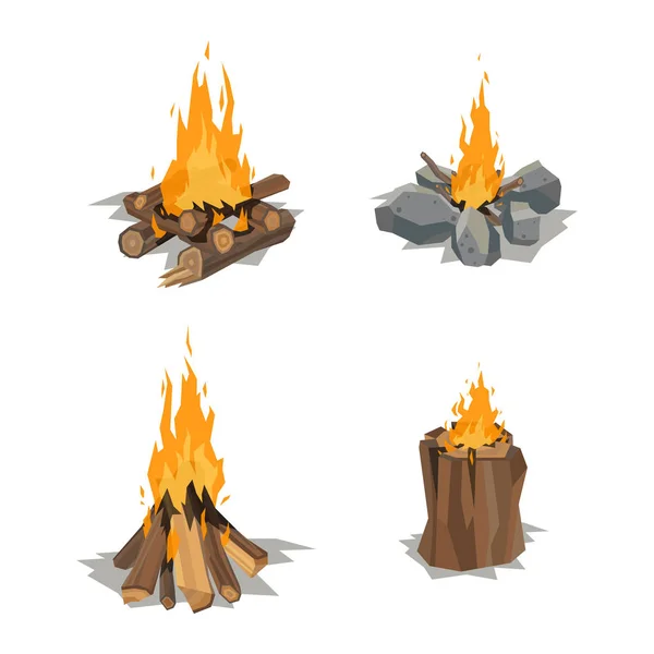 Ilustração vetorial isolada de fogueiras . — Vetor de Stock