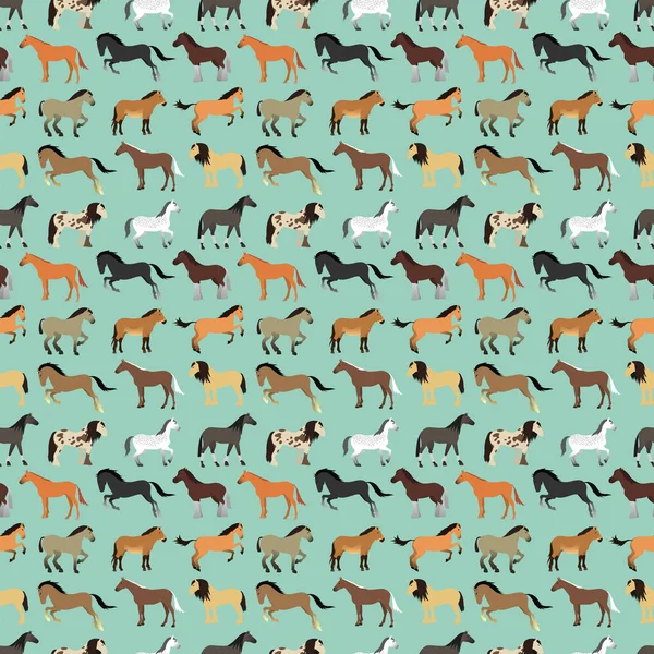 Seamless pattern with horse in flat style. — Stock Vector