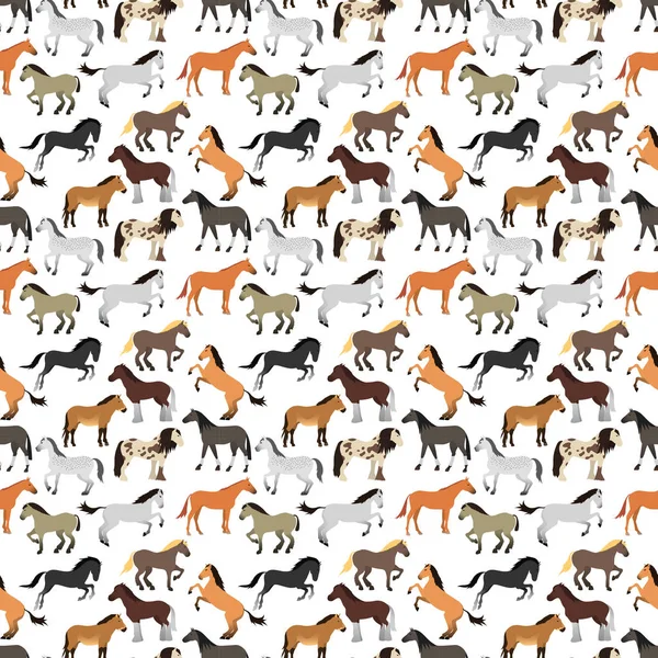 Seamless pattern with horse in flat style.