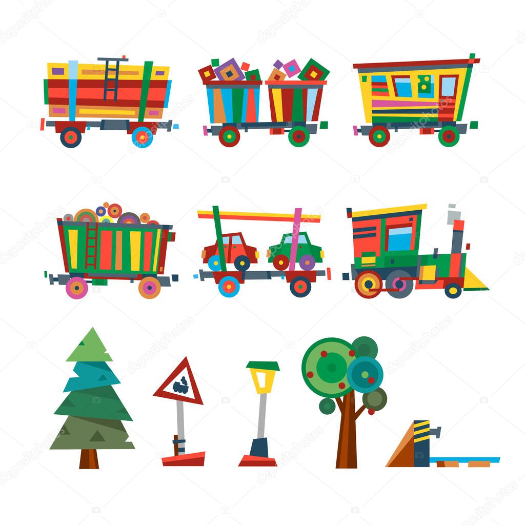 Railway train station vector