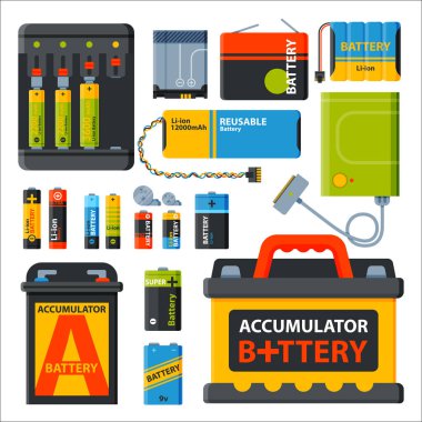 Pil enerji elektrik araç vektör çizim.