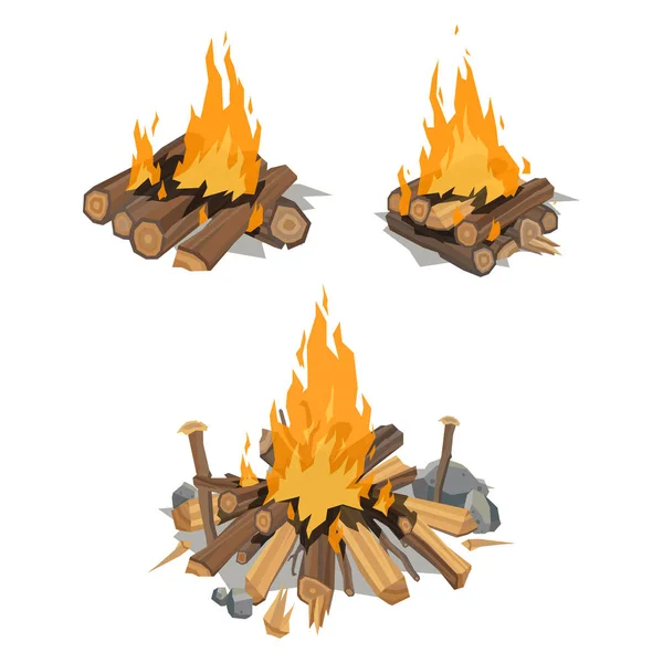 Ilustração vetorial isolada de fogueiras . — Vetor de Stock
